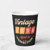 Personalisierte siebzig Vintage 70. Geburtstagsfei Pappbecher (Rückseite)