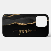 Personalisierte Signatur Schwarz Gold Achat Case-Mate iPhone Hülle (Rückseite (Horizontal))