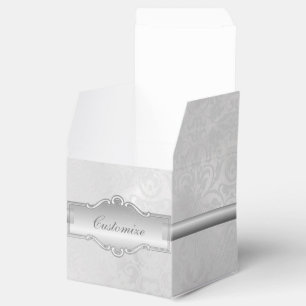 Personalisierte Silbe White Damask Cube Favor Box Geschenkschachtel
