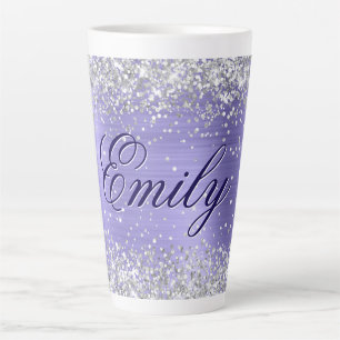 Personalisierte Silber-Glitter-Periwinkle-Folie Milchtasse