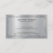 Personalisierte Silber-Graue Metallic-Textur Visitenkarte (Rückseite)
