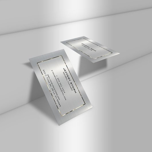 Personalisierte Silber-Graue Metallic-Textur Visitenkarte