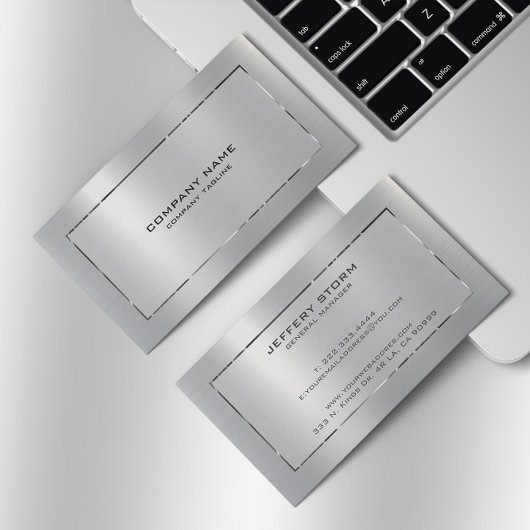 Personalisierte Silber-Graue Metallic-Textur Visitenkarte