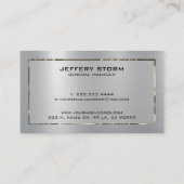 Personalisierte Silber-Graue Metallic-Textur Visitenkarte (Rückseite)