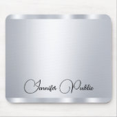 Personalisierte Silber Metallic Look Typografie Mousepad (Vorne)