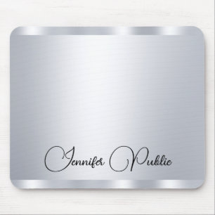 Personalisierte Silber Metallic Look Typografie Mousepad