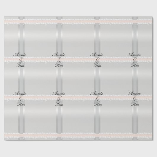 Personalisierte Silberbrille und Groomnamen Hochze Geschenkpapier (Flach)