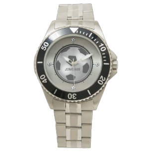 Personalisierte Silberfußball Armbanduhr