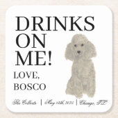 Personalisierte Silbergraue-Poodle-Hochzeit Rechteckiger Pappuntersetzer (Vorderseite)