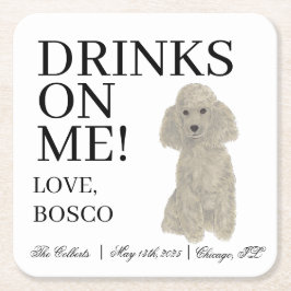 Personalisierte Silbergraue-Poodle-Hochzeit Rechteckiger Pappuntersetzer