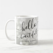 Personalisierte Silberleuchten "Hello Beautiful" Kaffeetasse (Links)