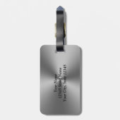 Personalisierte silberne Gepäckmarke Gepäckanhänger (Rückseite vertikal)