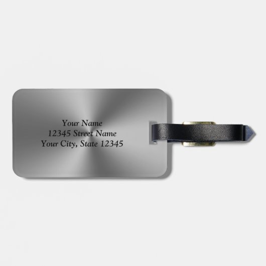 Personalisierte silberne Gepäckmarke Gepäckanhänger (Rückseite horizontal)