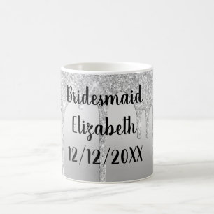 Personalisierte silberne Glitter-Tropfen-Geschenke Kaffeetasse
