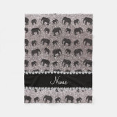 Personalisierte silberne Glitternamenselefanten Fleecedecke (Vorderseite)
