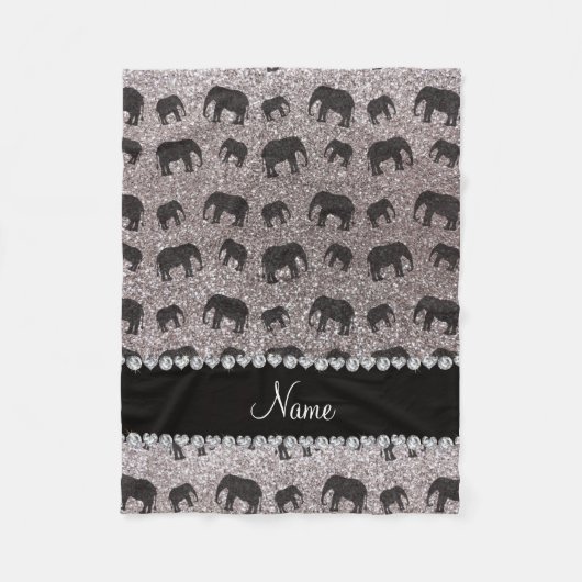Personalisierte silberne Glitternamenselefanten Fleecedecke (Vorderseite)