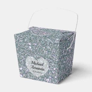 Personalisierte silberne Hochzeitsglitter Geschenkschachtel