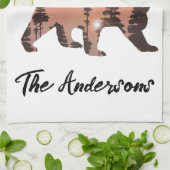 Personalisierte Silhouette des Außenbären Geschirrtuch (Gefaltet)