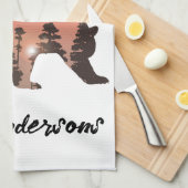 Personalisierte Silhouette des Außenbären Geschirrtuch (Viertel Falte)