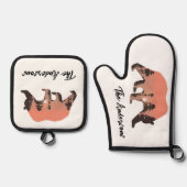 Personalisierte Silhouette des Außenbären Ofenhandschuh & Topflappen-Set (Vorderseite)