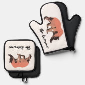 Personalisierte Silhouette des Außenbären Ofenhandschuh & Topflappen-Set (Vorderseite/Rückseite)