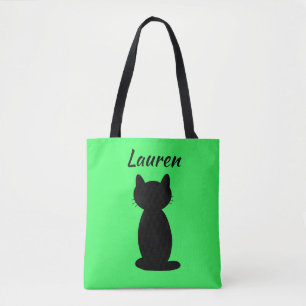 Personalisierte Silhouette einer schwarzen Katze Tasche