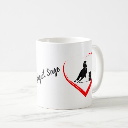 Personalisierte Silhouette Hörnchen Racing Pferd, Kaffeetasse (VorderseiteRechts)