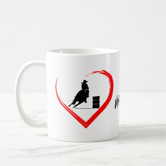 Personalisierte Silhouette Hörnchen Racing Pferd, Kaffeetasse (Links)