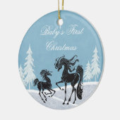 Personalisierte Silhouette Horse Baby's 1. Weihnac Keramikornament (Links)