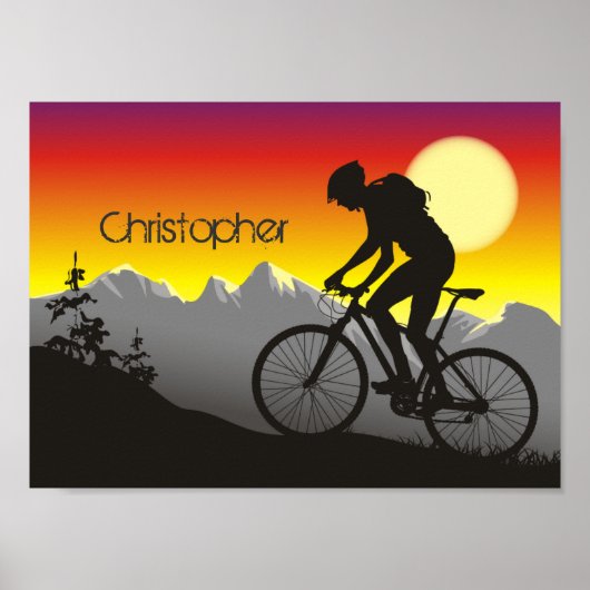 Personalisierte Silhouette Mountainbike Poster (Vorne)