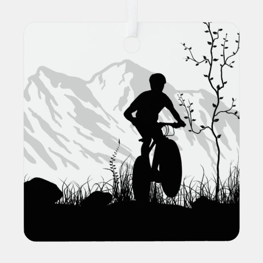 Personalisierte Silhouette Mountainbike Weihnachte Ornament Aus Metall (Rückseite)