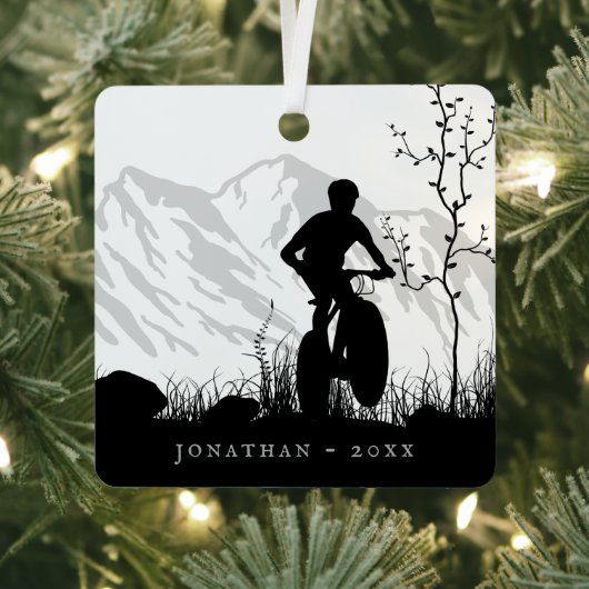 Personalisierte Silhouette Mountainbike Weihnachte Ornament Aus Metall (InSitu)