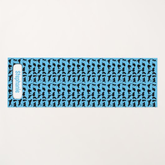 Personalisierte Silhouette Muster auf der blauen s Yogamatte (Vorderseite (Horizontal))