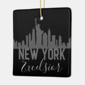 Personalisierte Silhouette New York Skyline Excels Keramikornament (Links)
