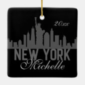 Personalisierte Silhouette New York Skyline Excels Keramikornament (Rückseite)