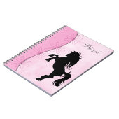 Personalisierte Silhouette Pferd und Blume Notizblock (Linke Seite)