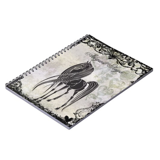 Personalisierte Silhouette Pferd und rauschende He Notizblock (Linke Seite)