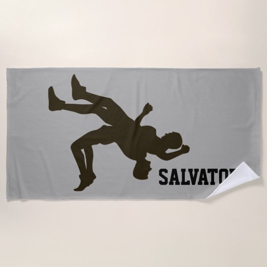 Personalisierte Silhouette Wresters Beach Handtuch (Vorderseite)