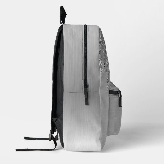 Personalisierte Silver Girly Glitzer Tropfen Metal Bedruckter Rucksack (Links)