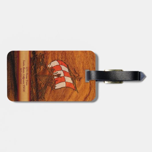 Personalisierte Simulation von Holzkörnern Gepäckanhänger (Rückseite horizontal)