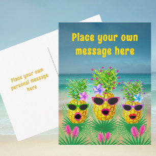 Personalisierte singende Damen-Ananas  Feiertagspostkarte