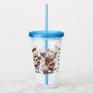 Personalisierte singende Katzen  Acryltrinkbecher