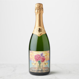 Personalisierte Sip & Sunset Champagnerflasche Schaumweinetikett