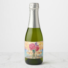 Personalisierte Sip & Sunset Mini-Sektflasche Schaumweinetikett