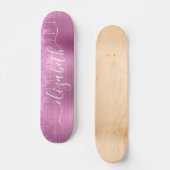 Personalisierte Skateboard für rosa Glitzer treibe (Vorderseite)
