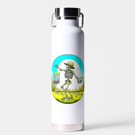 Personalisierte Skelettdiskette Golfer Retro Pop A Trinkflasche (Vorne)