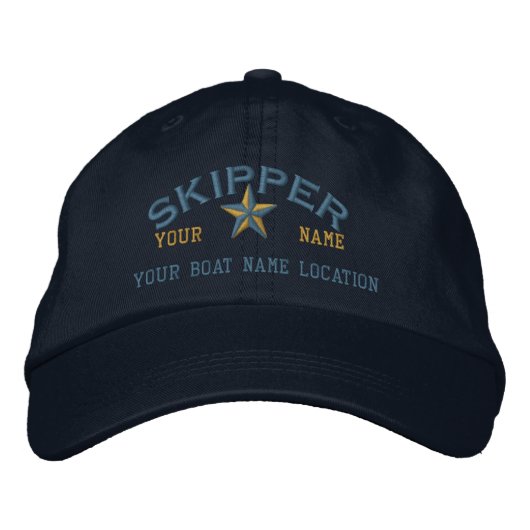 Personalisierte SKIPPER Star Ball Cap Stickerei Bestickte Kappe (Vorderseite)