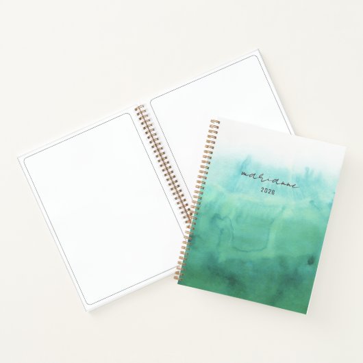 Personalisierte Skriptskizze für grüne Wasserfarbe Notizblock (Innenseite)