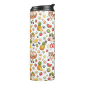 Personalisierte skurrile Katzen & Sommerfrüchte Thermosbecher (Nach links gedreht)