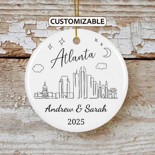 Personalisierte Skyline Atlanta Ornament, Georgien Keramik Ornament